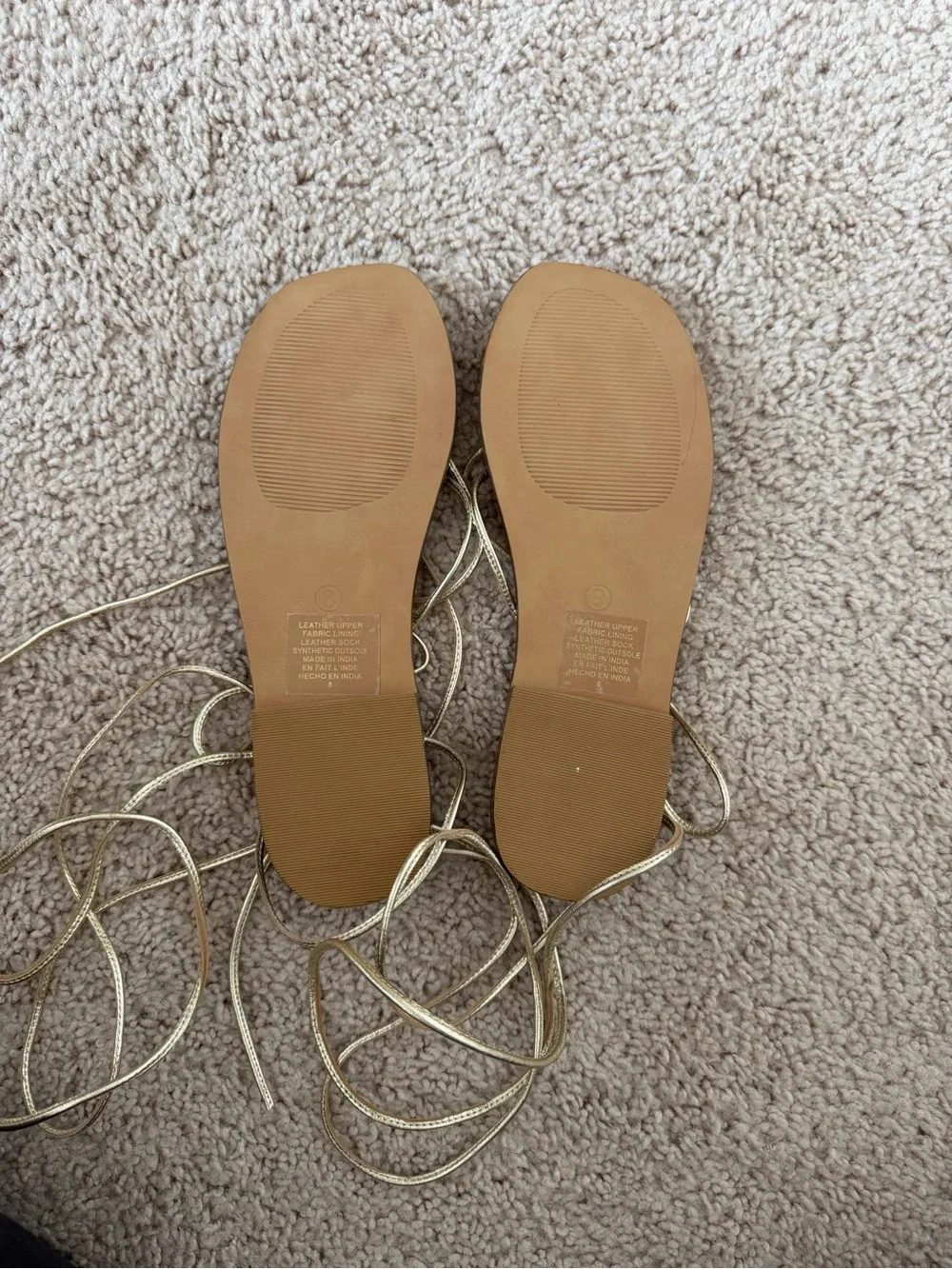 Seychelles Gold Lace-Up Flat Sandals - Tan Footbed